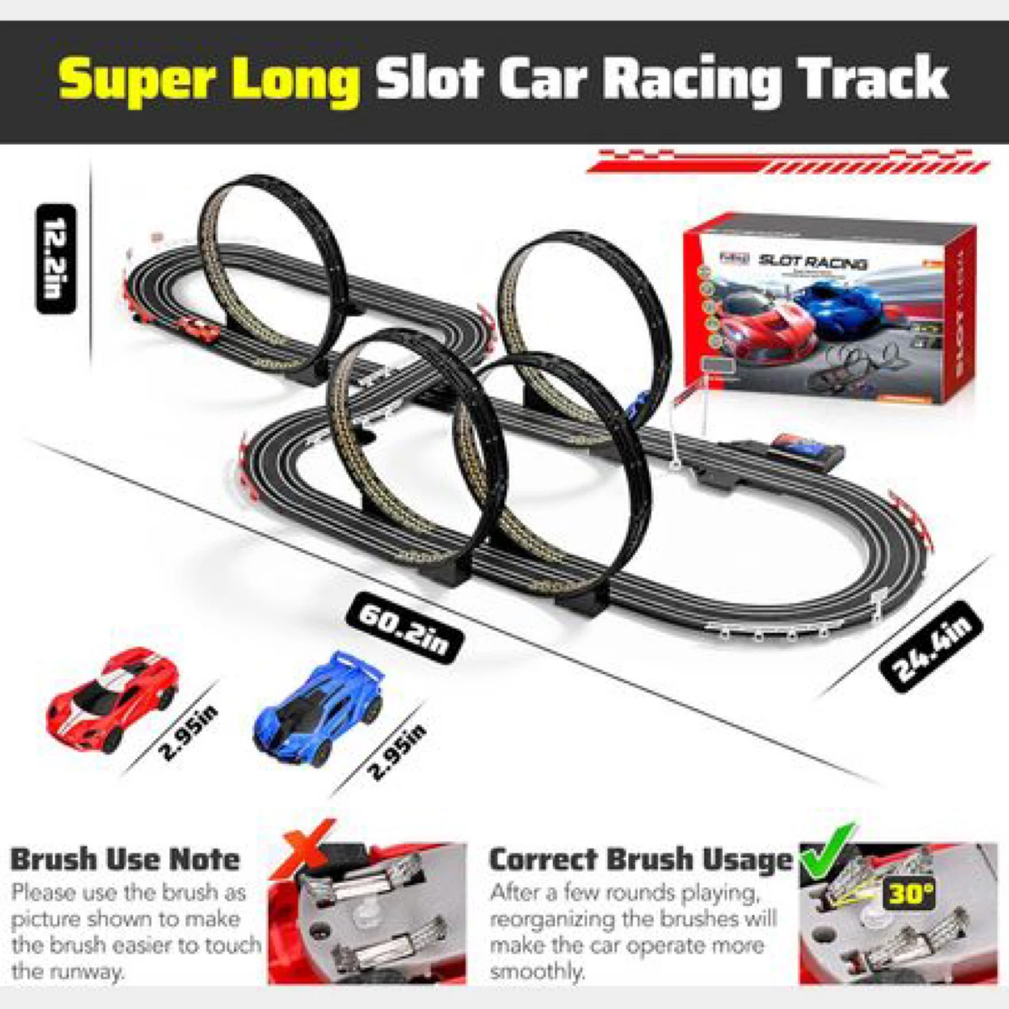 Free delivery Super Long Slot Car Racing Track with 2 Cars