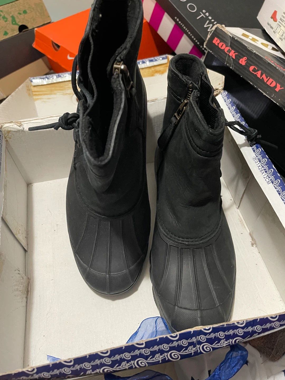 Sperry Top-Sider Black Leather Duck Boots