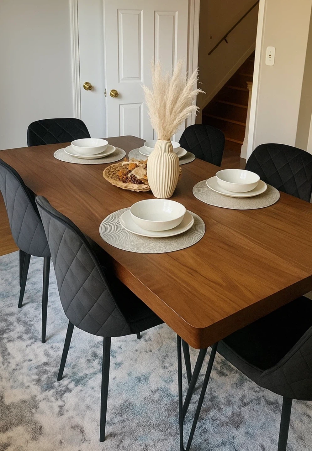 Wooden Dining Table with Black Metal Legs - photo 4