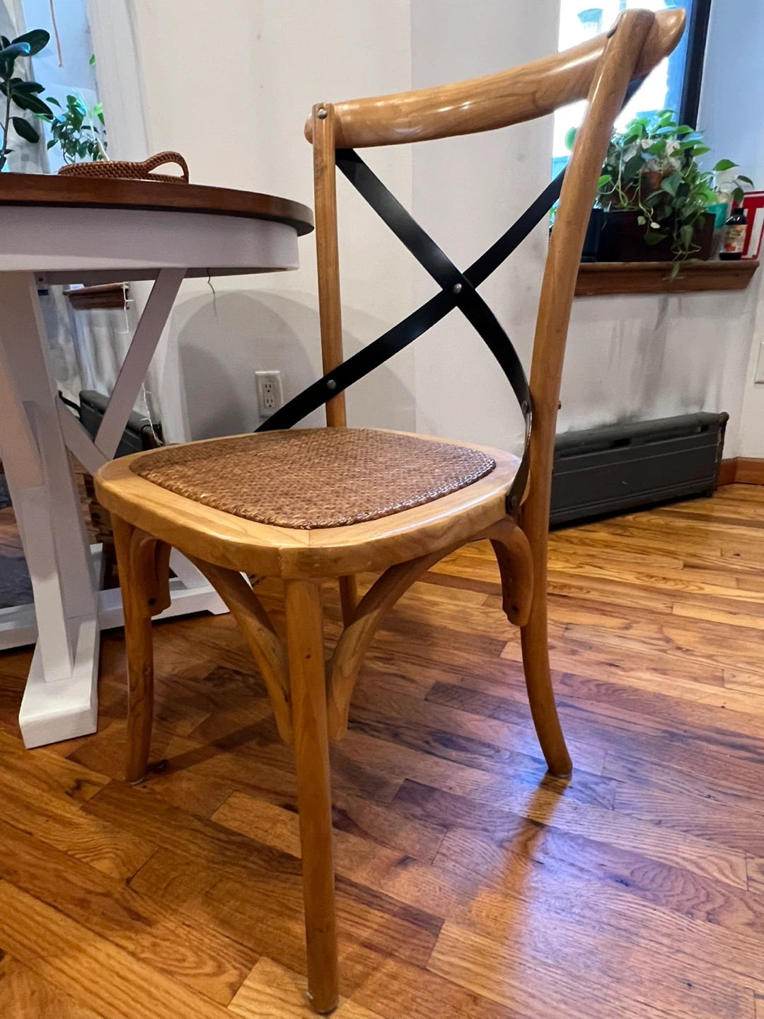 Wooden Cross Back Dining Chair with Woven Seat - photo 2
