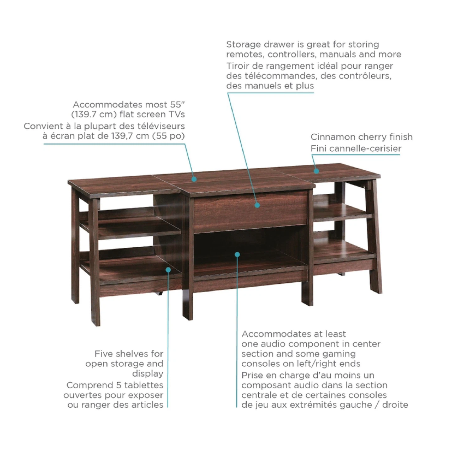Trestle TV Stand & Media Storage Console Cabinet - photo 3