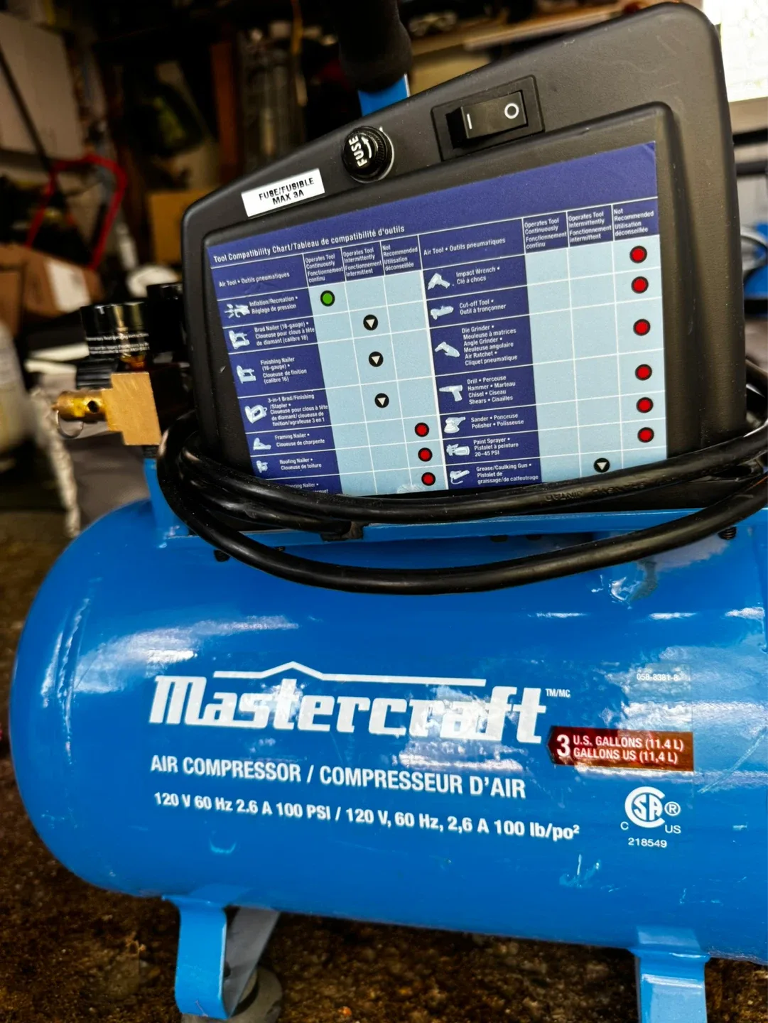 Craftsman 3 gal compressor, nailer and hose