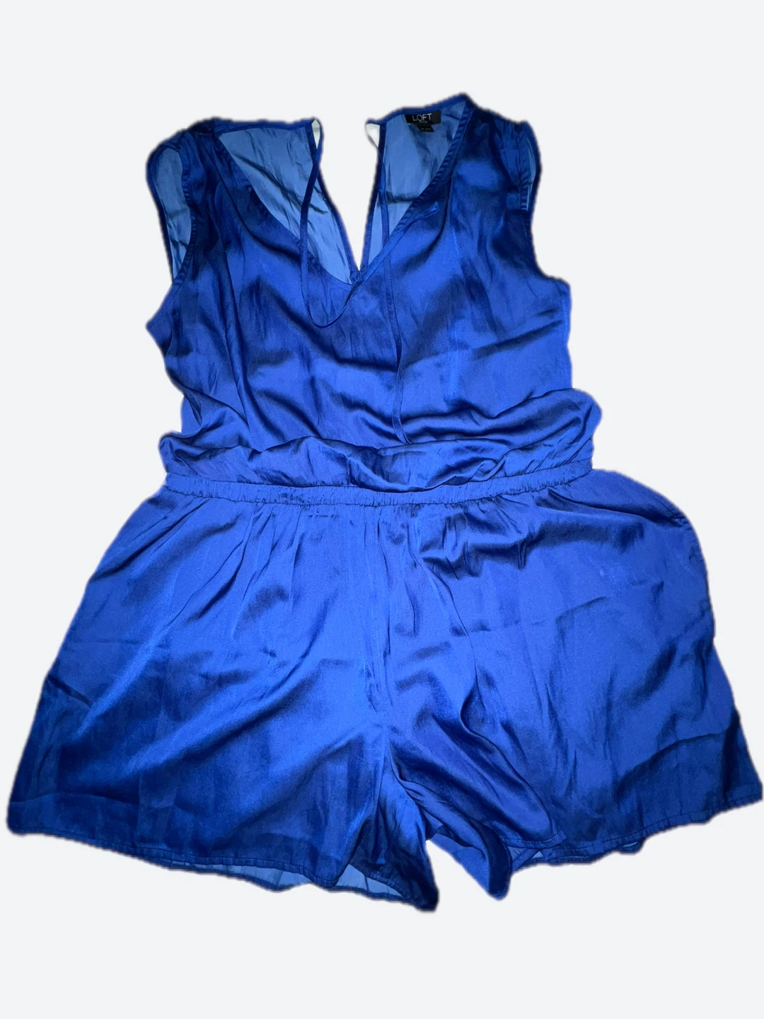 LOFT Blue V-Neck Sleeveless Romper