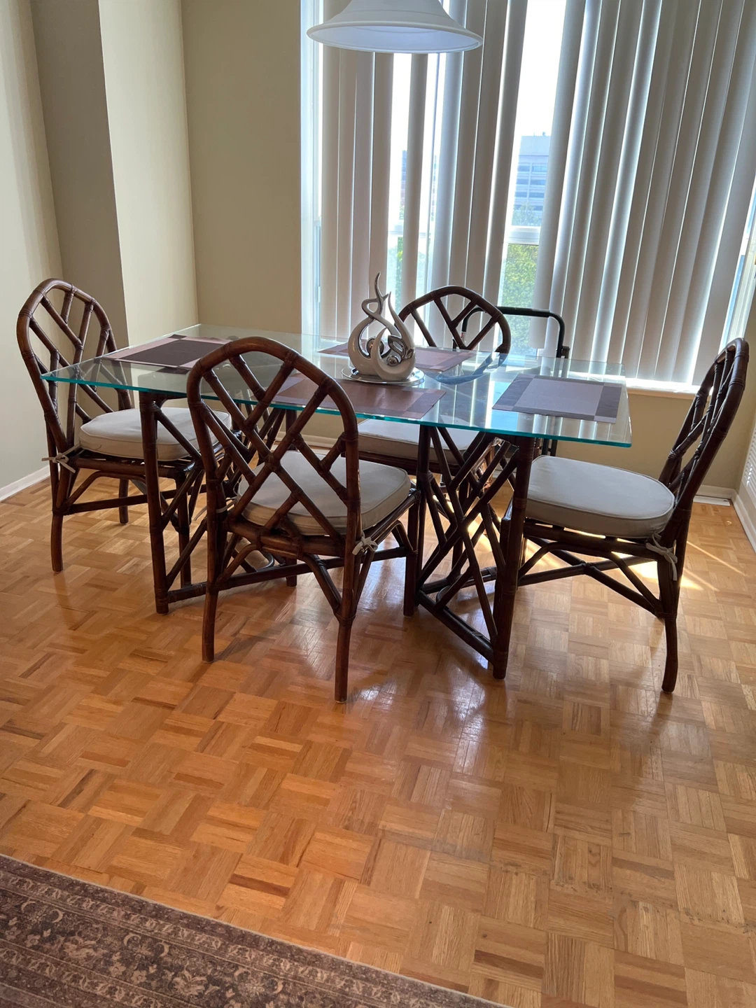 Glass Top Dining Set with 4 Chairs