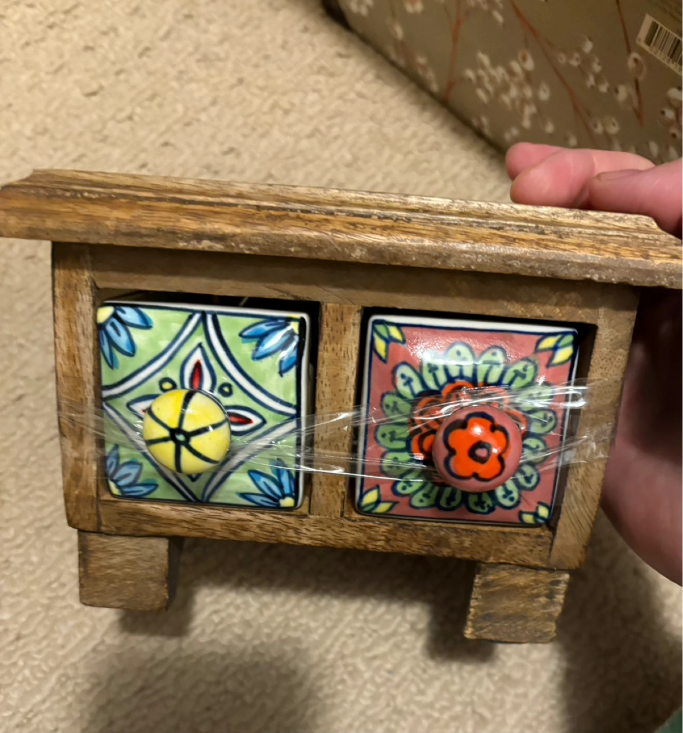 Punch Studio Wooden Jewelry Box with Ceramic Drawer Fronts - photo 2
