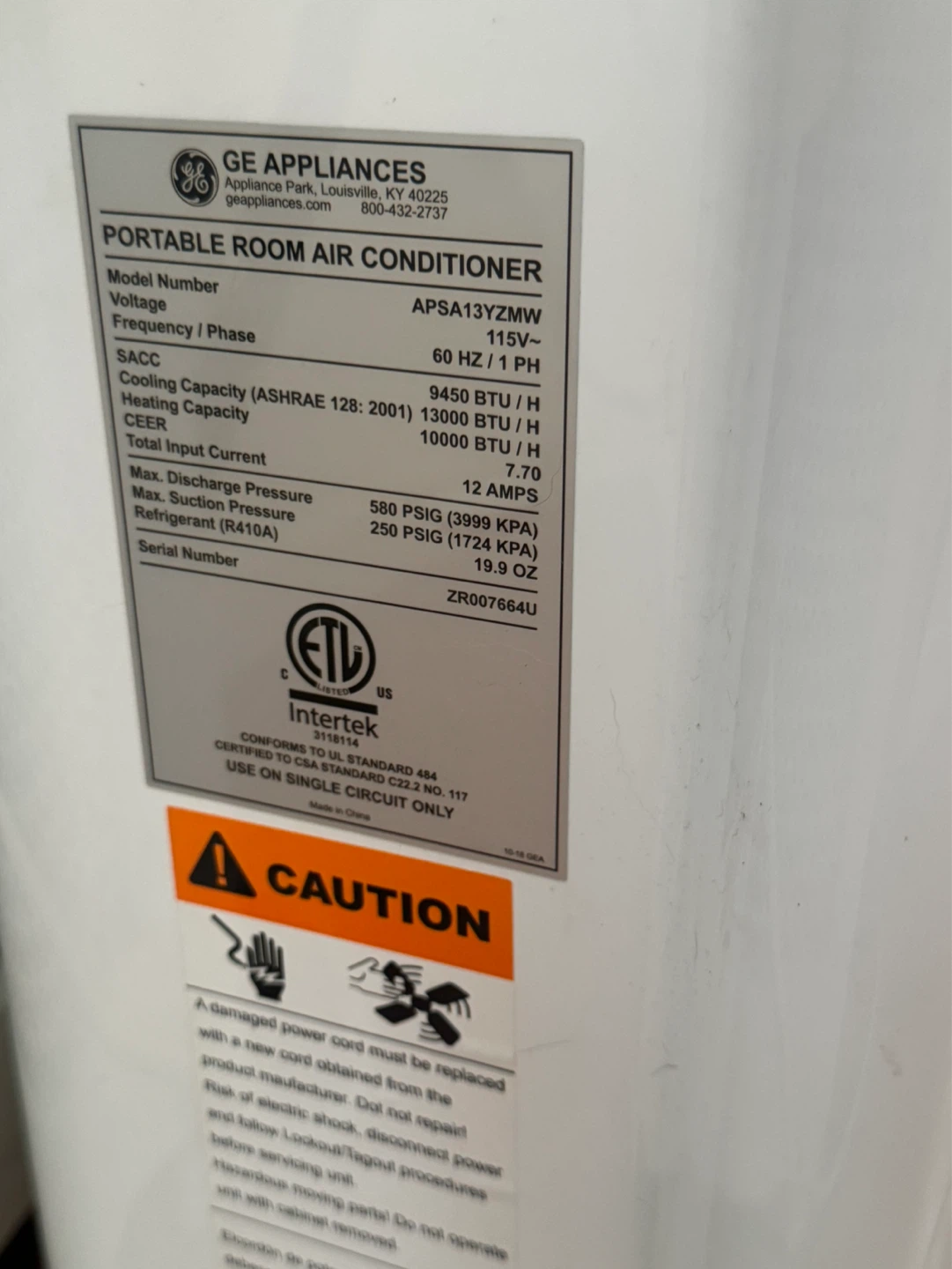 GE Portable Air Conditioner + Heater (13,000 BTU) - photo 3