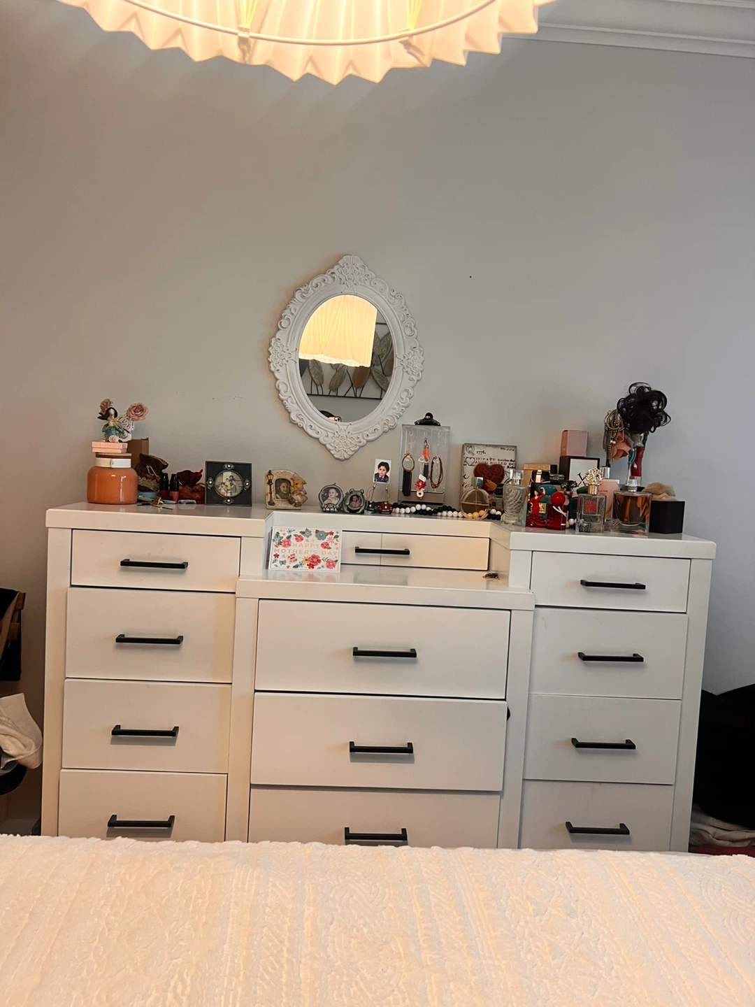 White Dresser with Black Handles