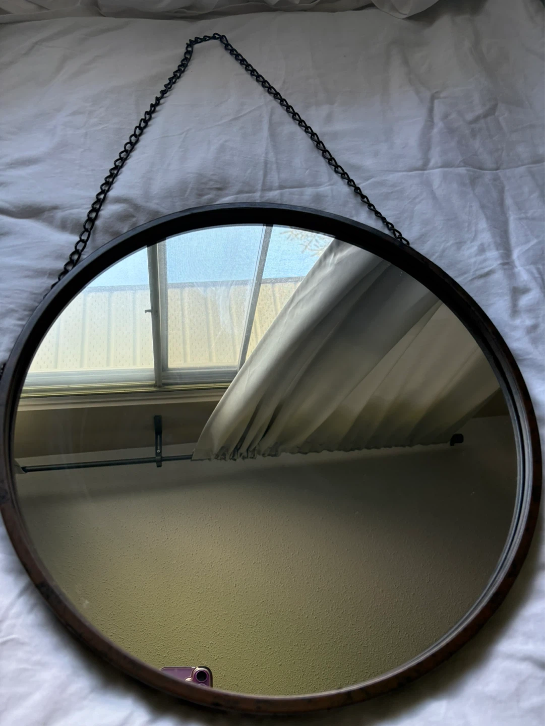 Round Mirror with Chain Hanger