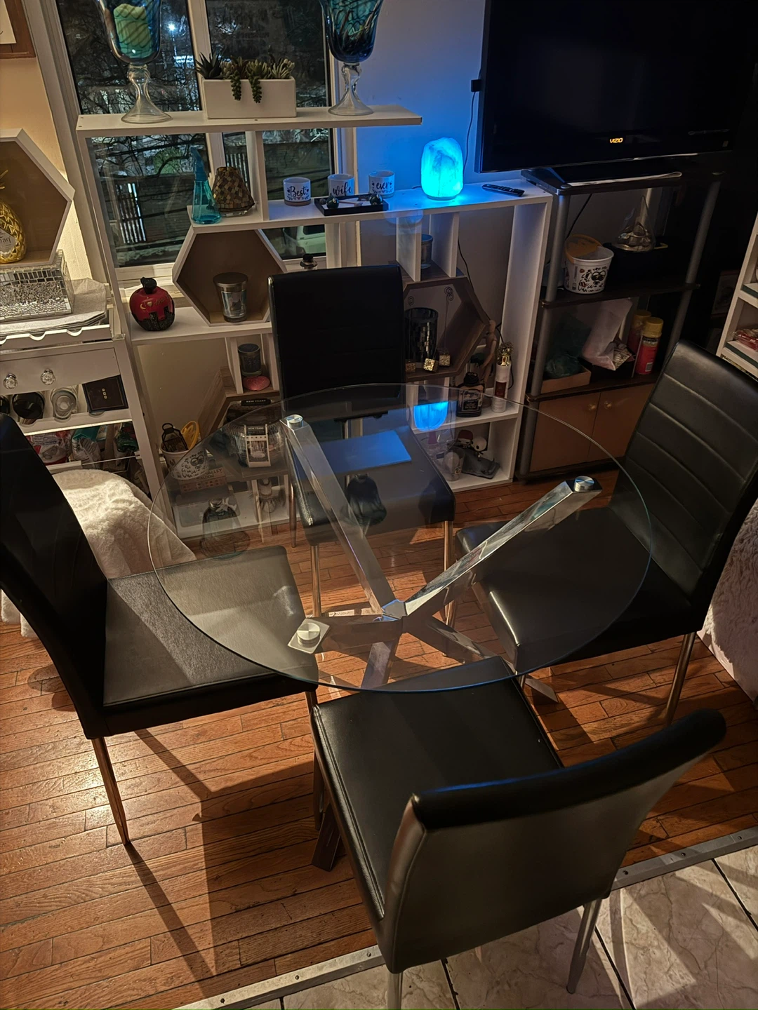 Dining Table with Glass Top and 4 Chairs by Coaster Furniture - photo 2