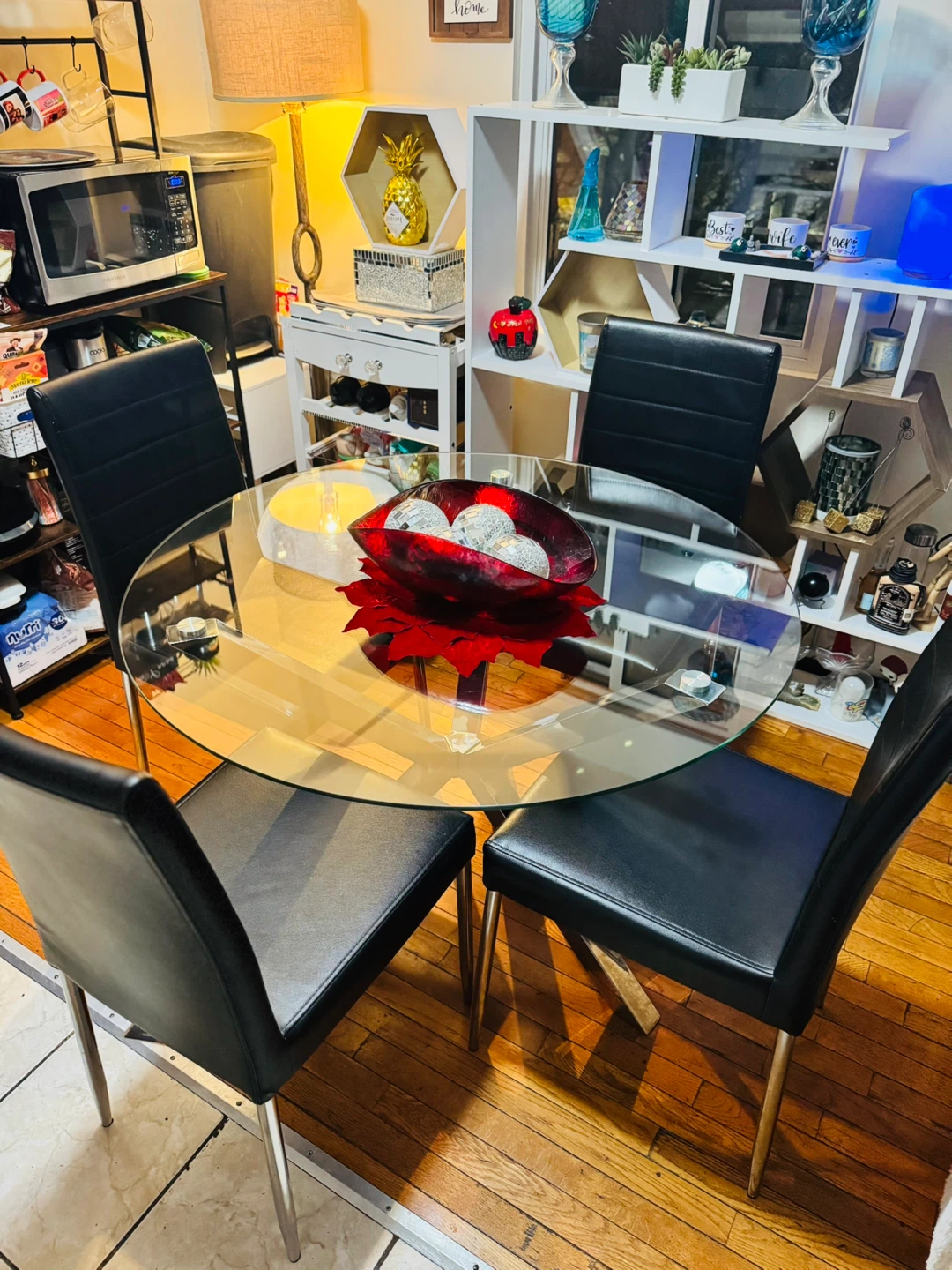 Dining Table with Glass Top and 4 Chairs by Coaster Furniture
