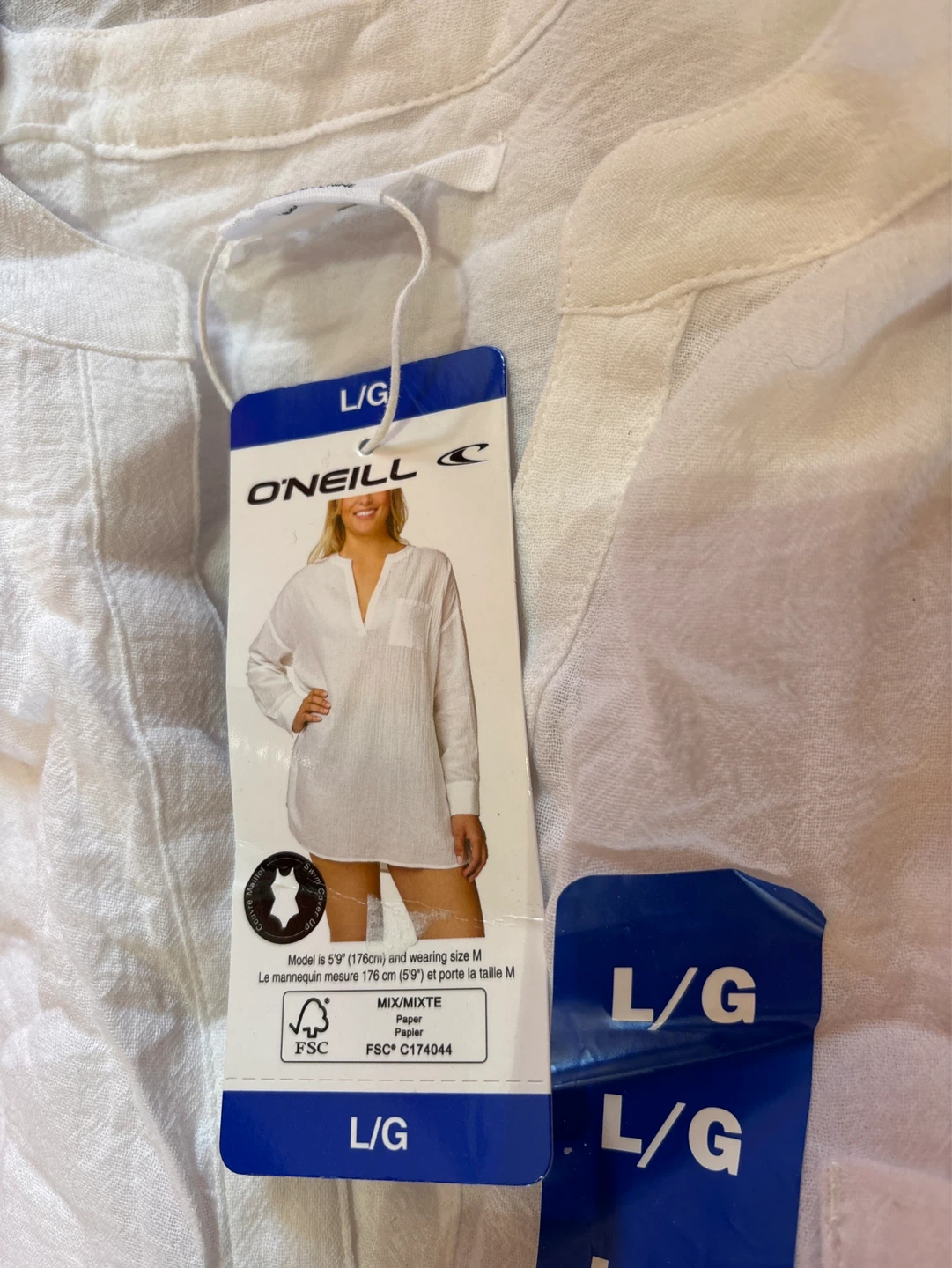 O'Neill White Linen Blend Tunic cover-up Top - photo 2