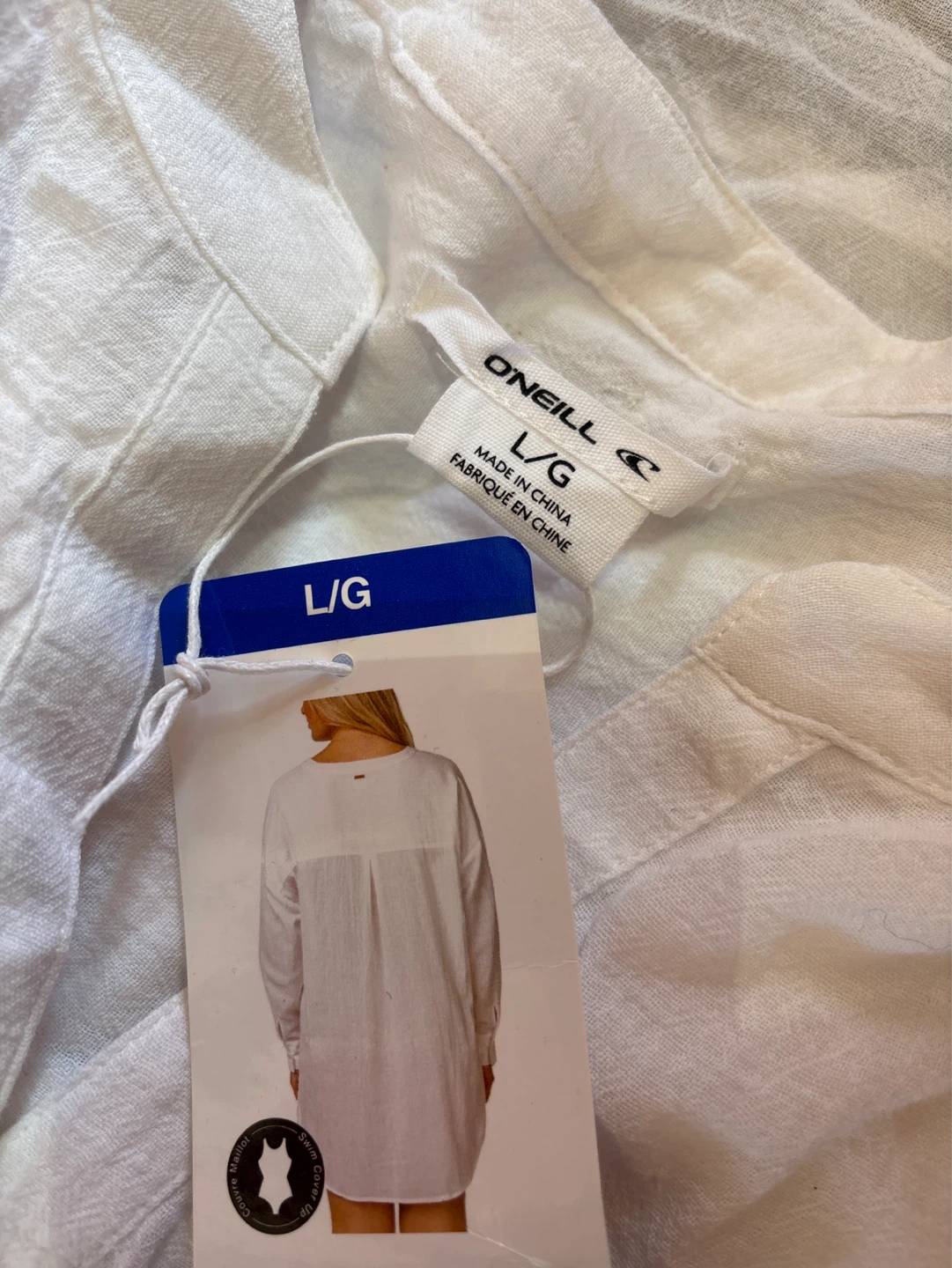 O'Neill White Linen Blend Tunic cover-up Top - photo 3