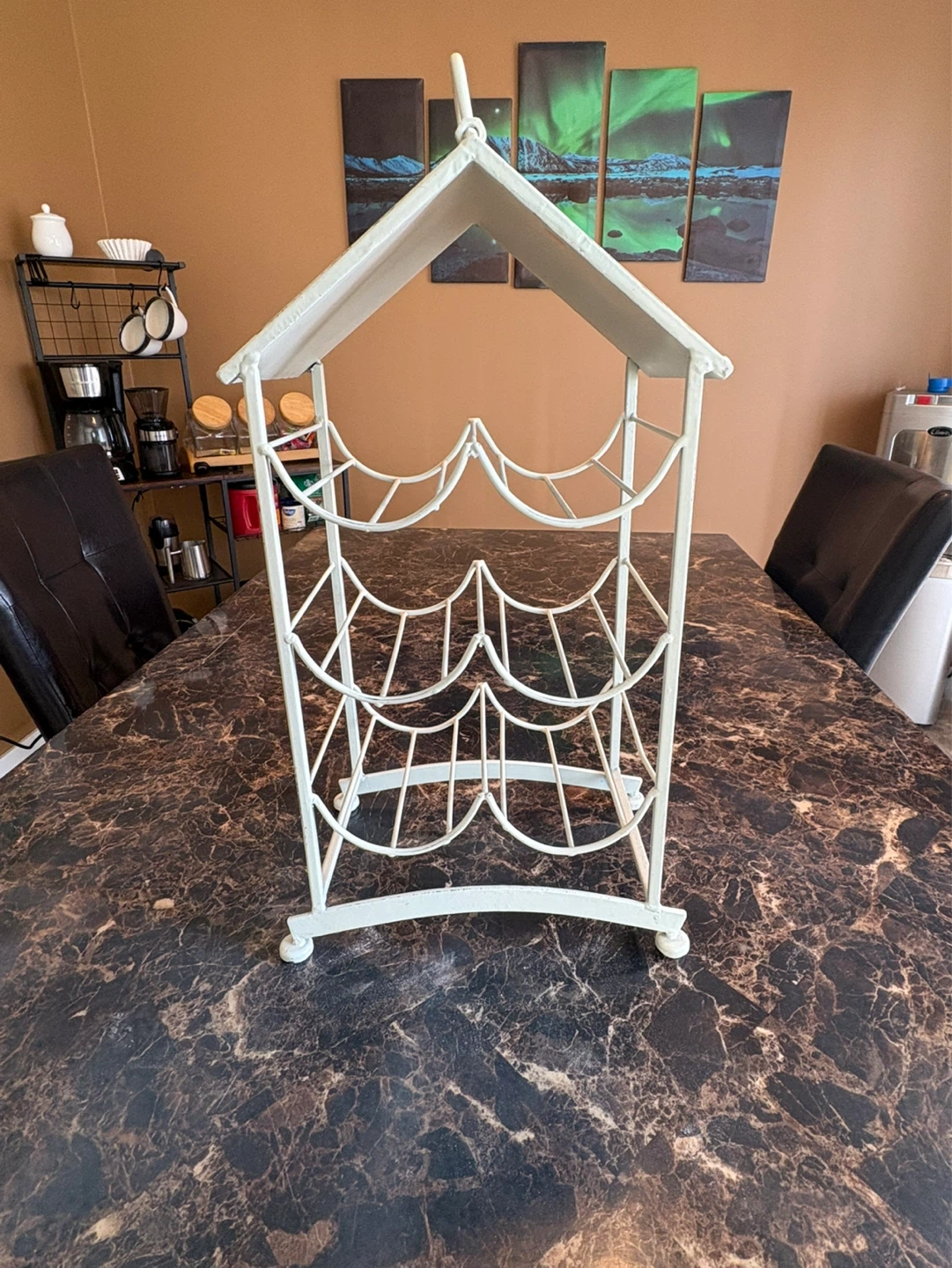 Decorative 6-Bottle Wine Rack with Mosaic Top