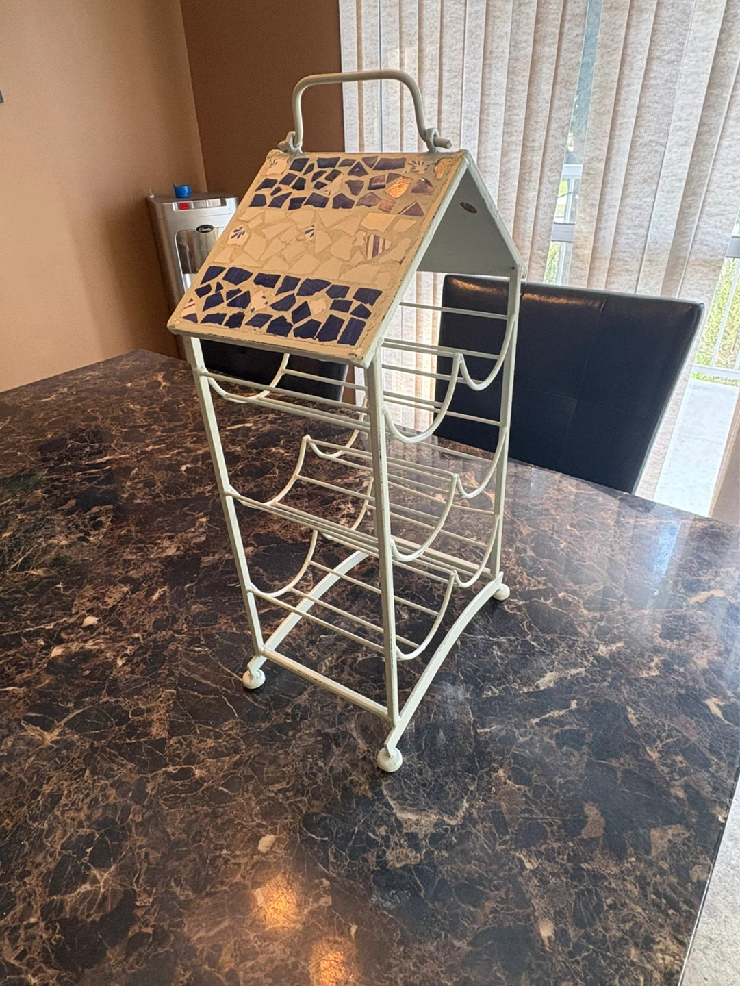 Decorative 6-Bottle Wine Rack with Mosaic Top - photo 3