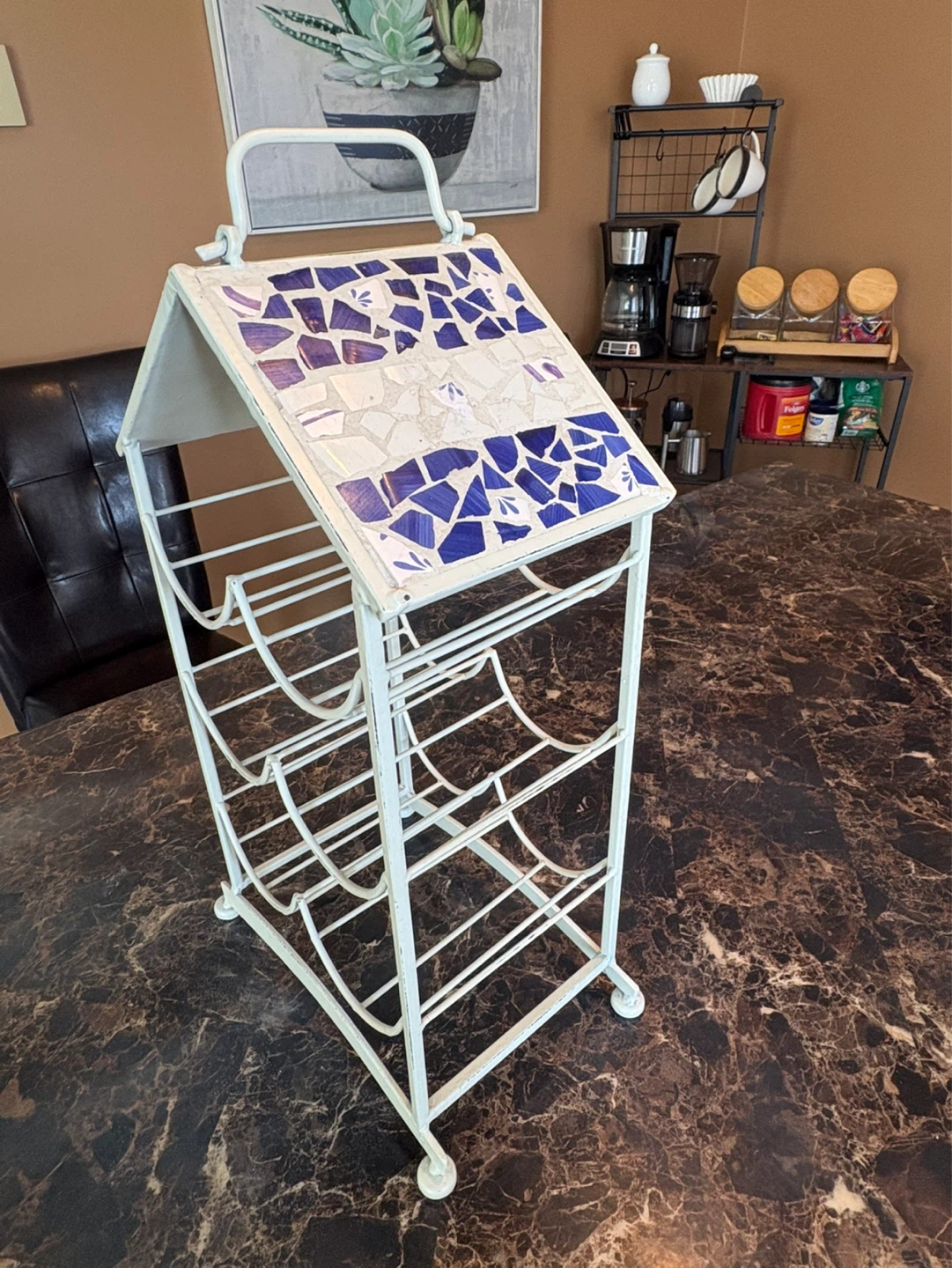 Decorative 6-Bottle Wine Rack with Mosaic Top - photo 2