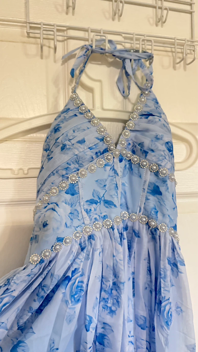 Floral Maxi Dress with Pearl  and corset