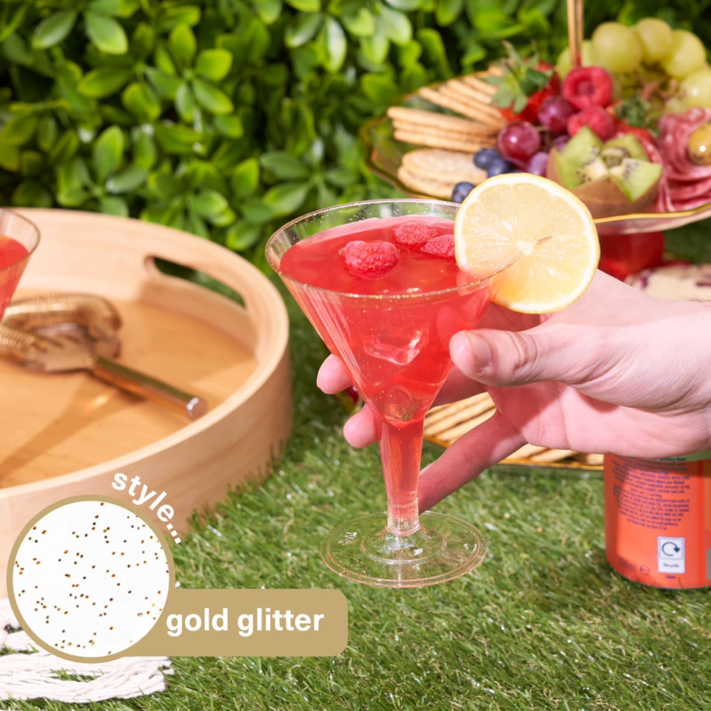 MATANA 48PCS Heavy Duty Gold Glitter Plastic Martini Glasses - photo 4
