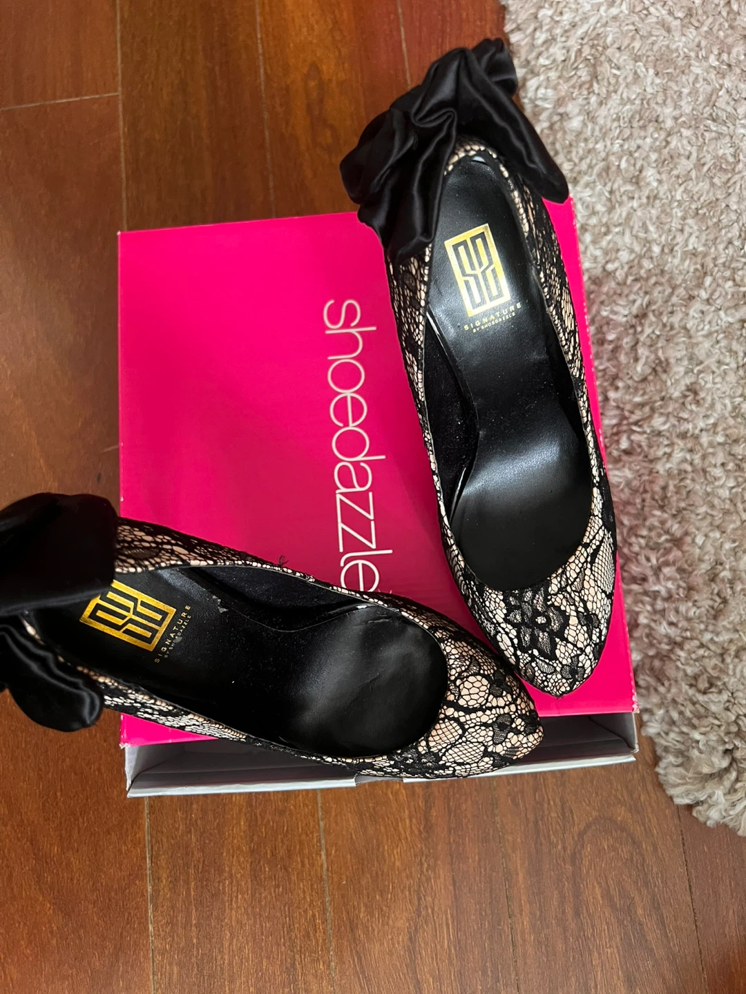 ShoeDazzle Black Lace Bow Heels - photo 3