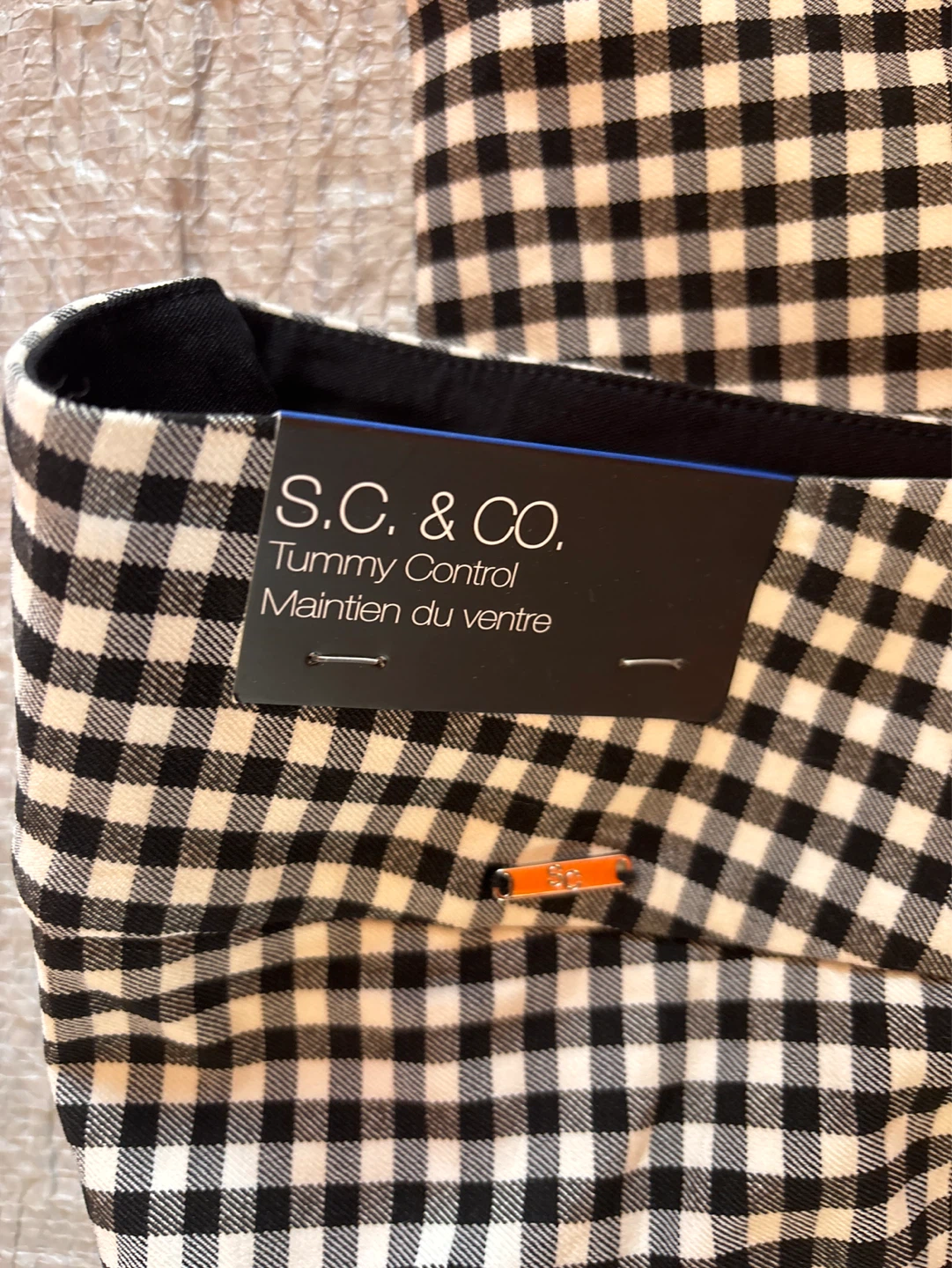 S.C. & CO. Black and White Gingham Tummy Control Pants - photo 3