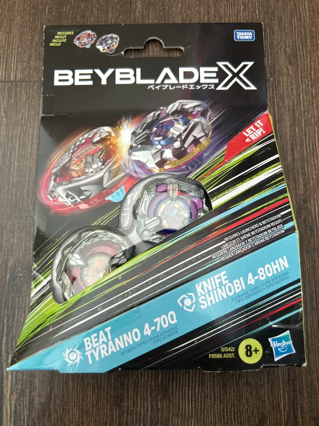 Beyblade X Beat Tyranno 4-700 and Knife Shinobi 4-80HN