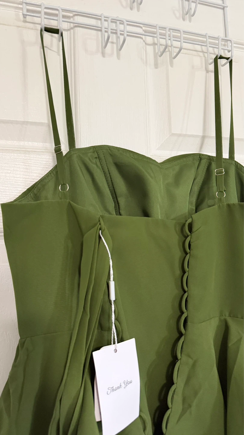 NEW Olive Green Tiered Ruffle Dress with corset