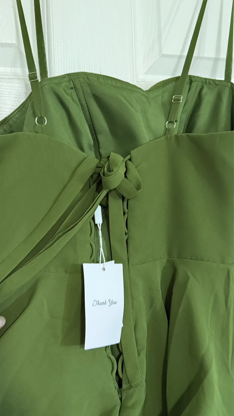 NEW Olive Green Tiered Ruffle Dress with corset - photo 4