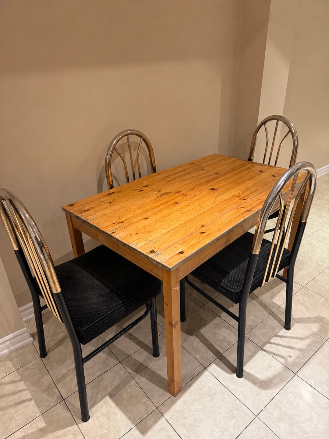 Wooden Dining Table with 4 Chairs