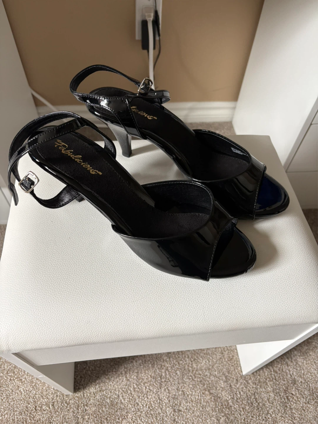 Fabulicious Black Patent Slingback Heels