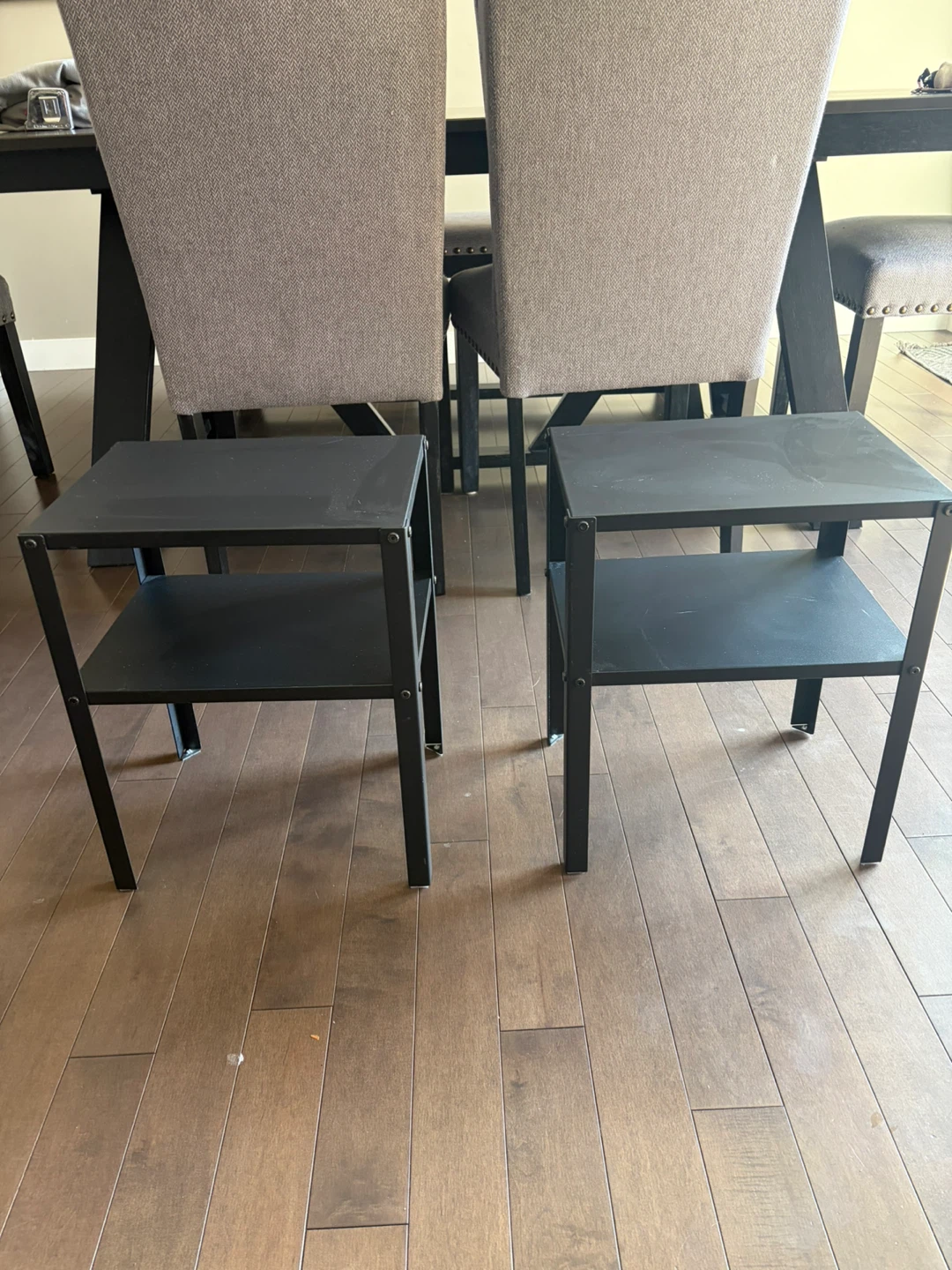 Set of 2 Black Metal Side Tables with Shelf - photo 2