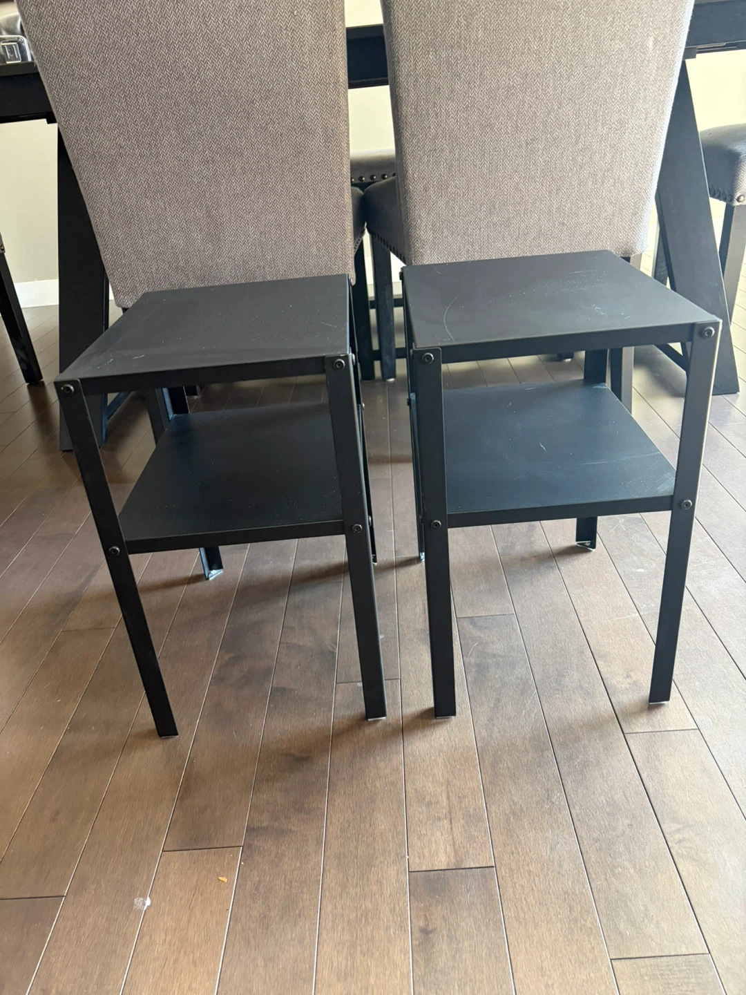 Set of 2 Black Metal Side Tables with Shelf
