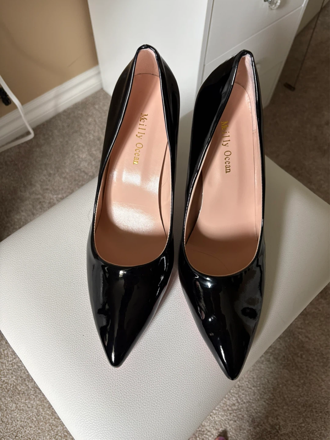 Meily Ocean Black Patent Leather Stiletto Heels - photo 3