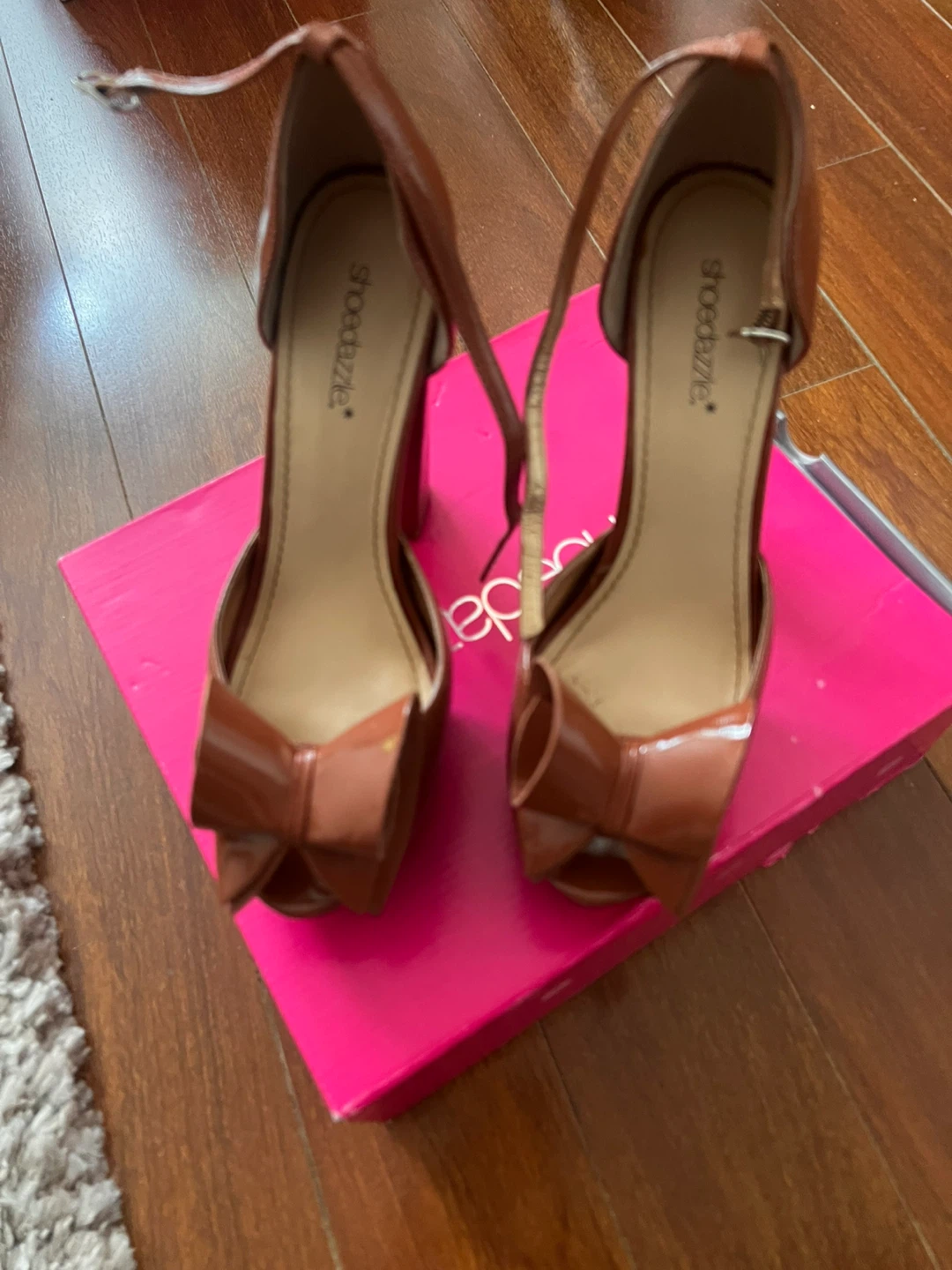 Shoedazzle Brown Patent Bow Heels - photo 2