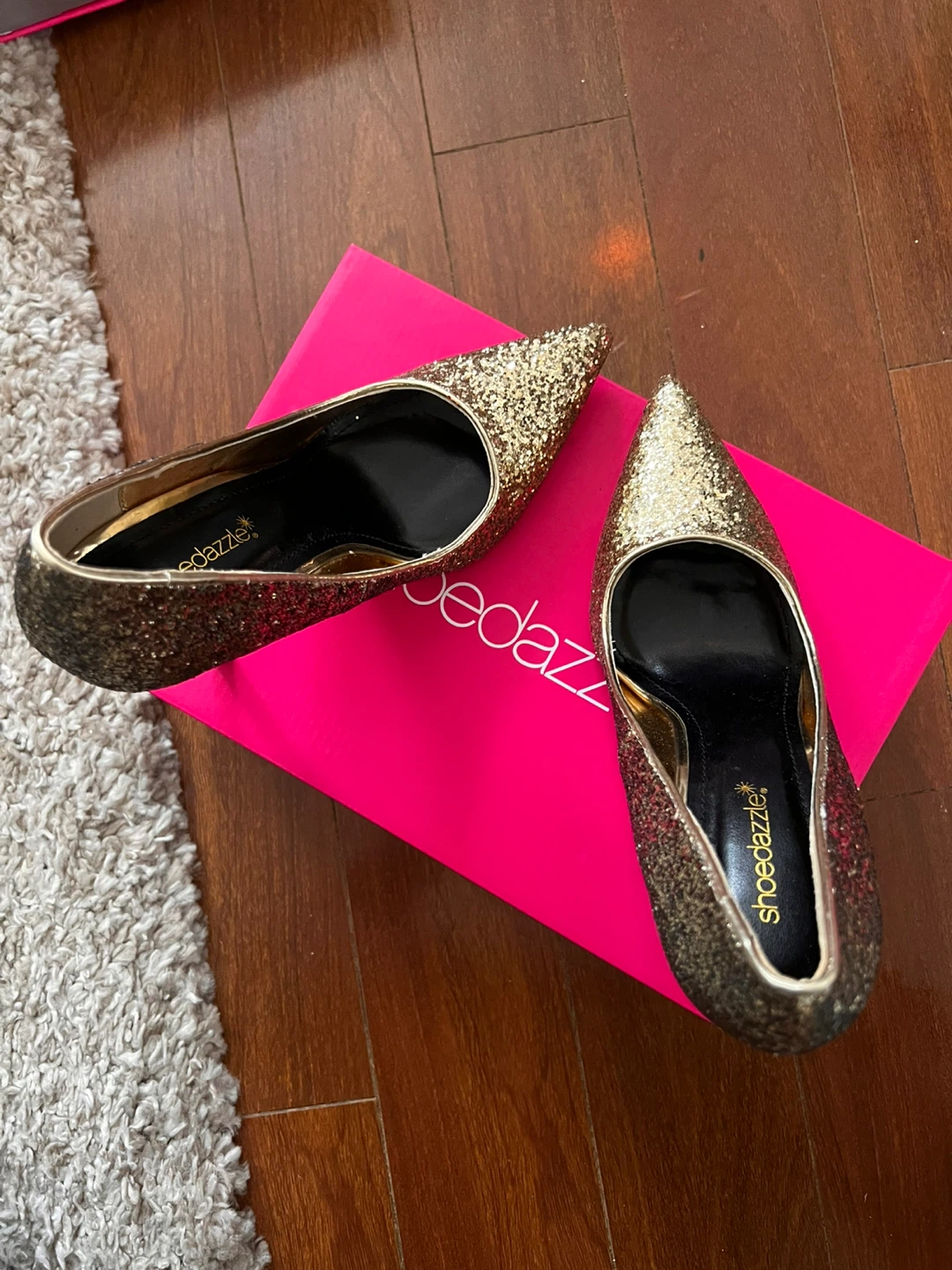 ShoeDazzle Gold Glitter Heels