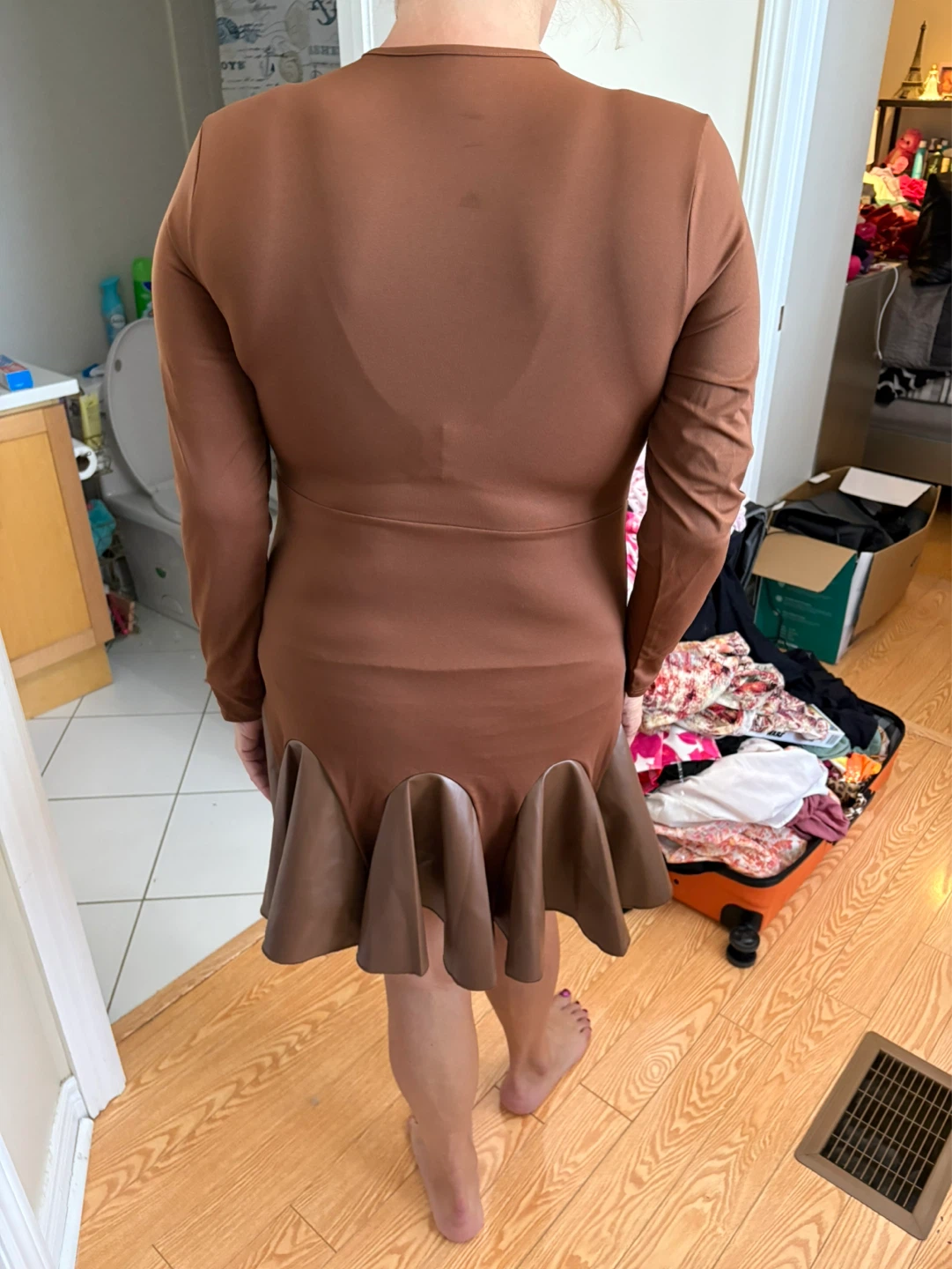 Chocolate brown pleather dress - photo 2