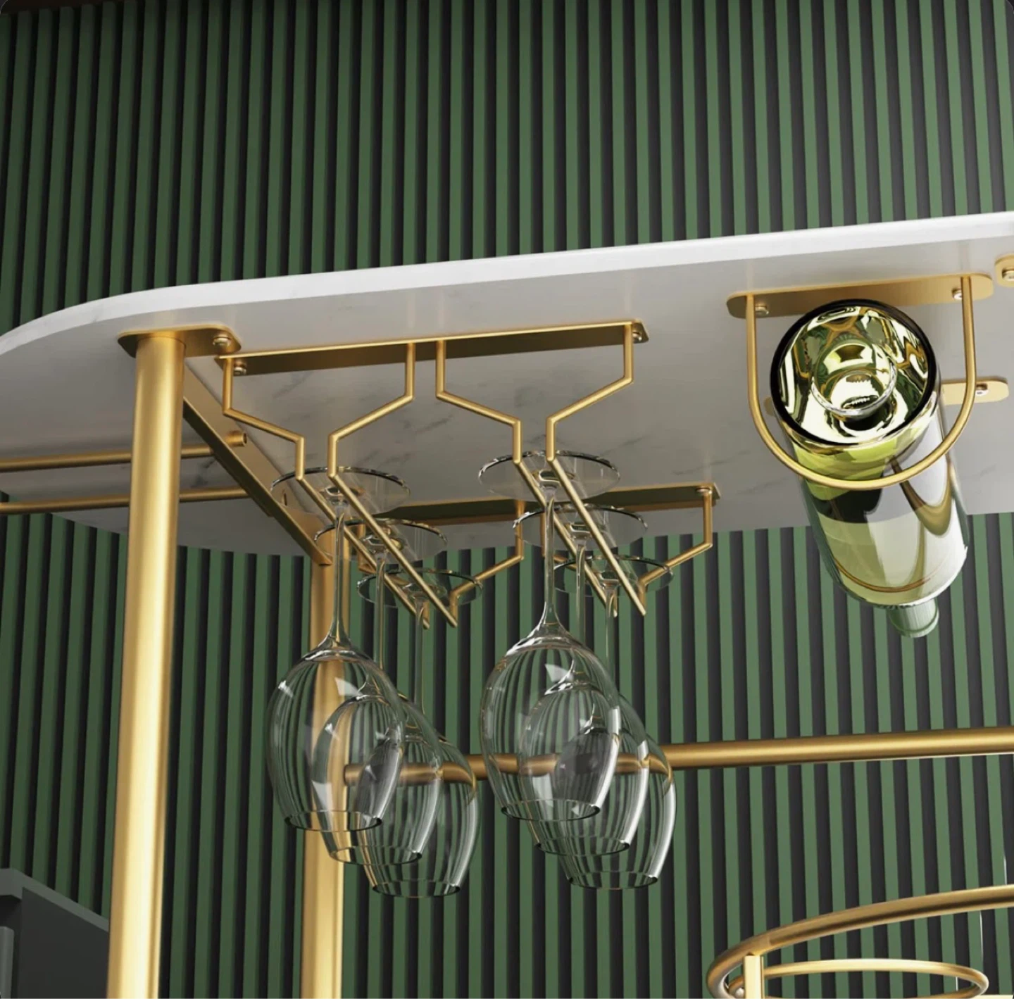Rolling Bar Cart with Wine Glass Rack - photo 4