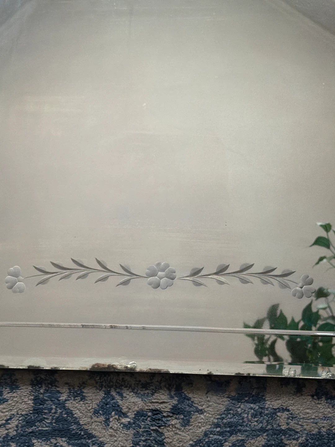 Vintage Etched Glass Wall Mirror 24” x 30” - photo 3