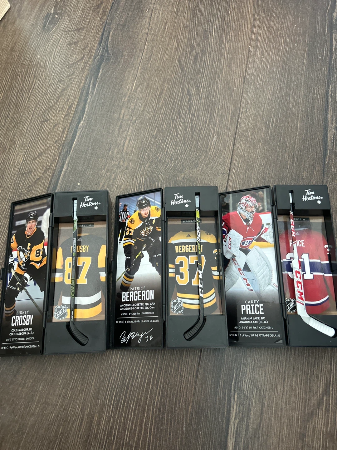 Hockey Card Mini Sticks - Crosby, Bergeron, Price