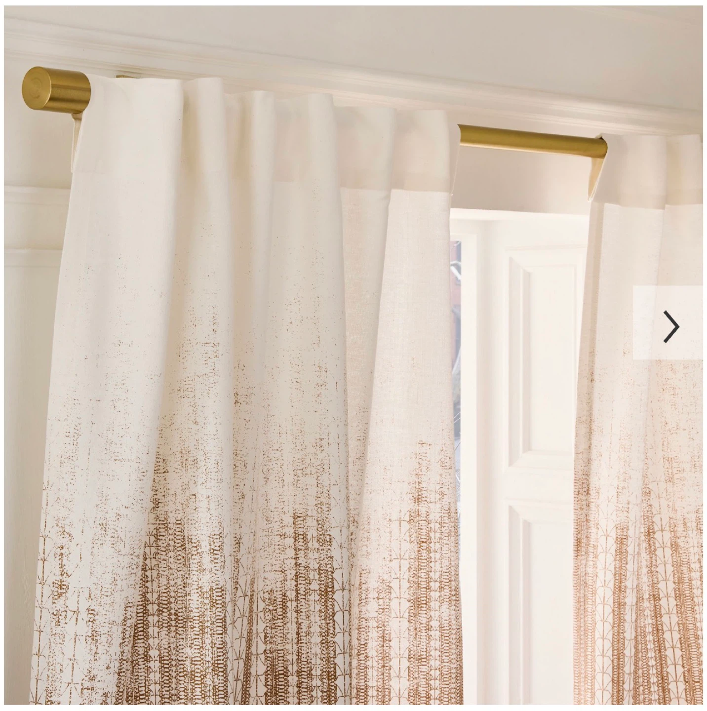 West Elm Cream and Gold Textured Curtains - photo 3