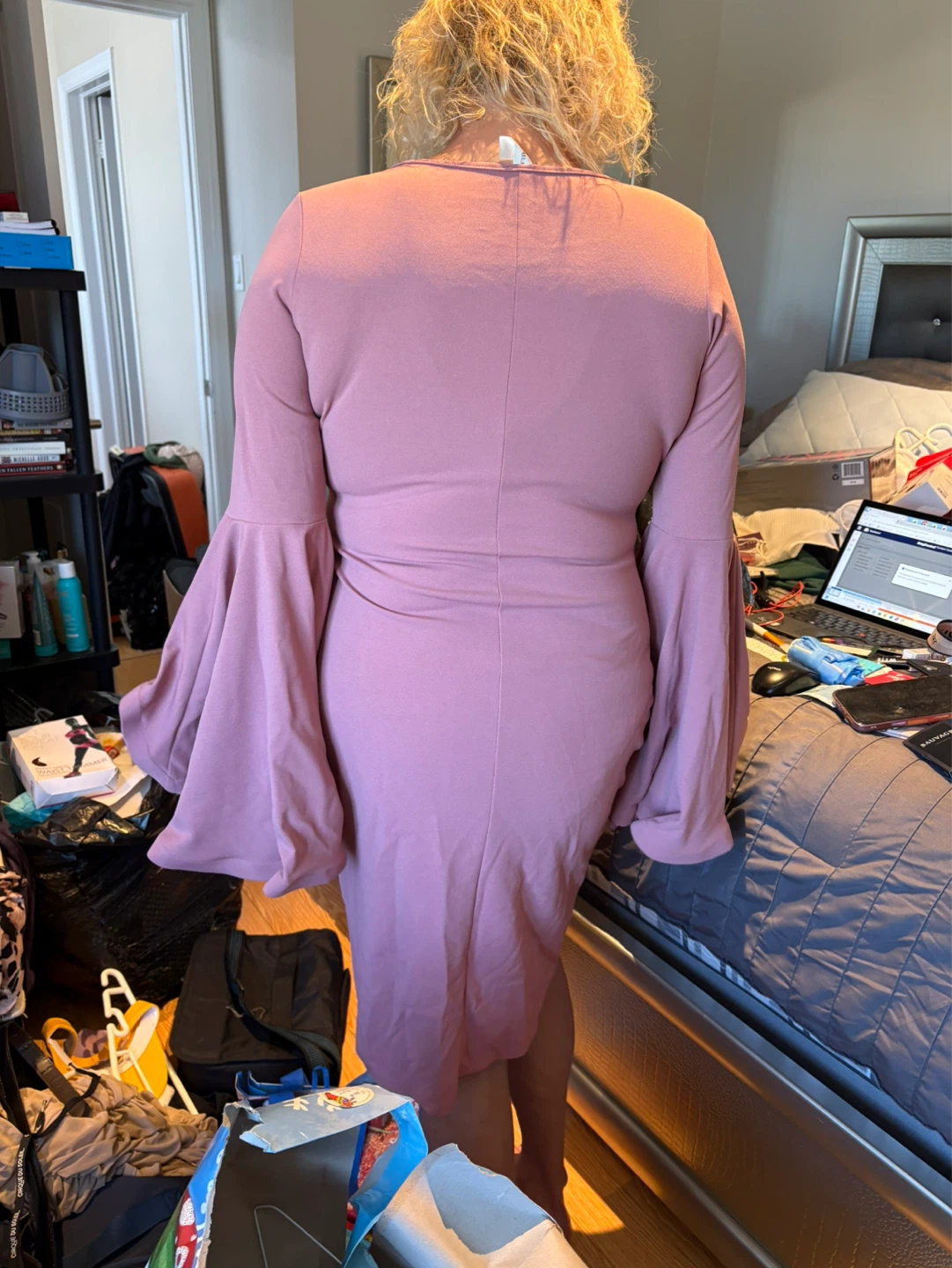 Pink bell sleeved dress - photo 3