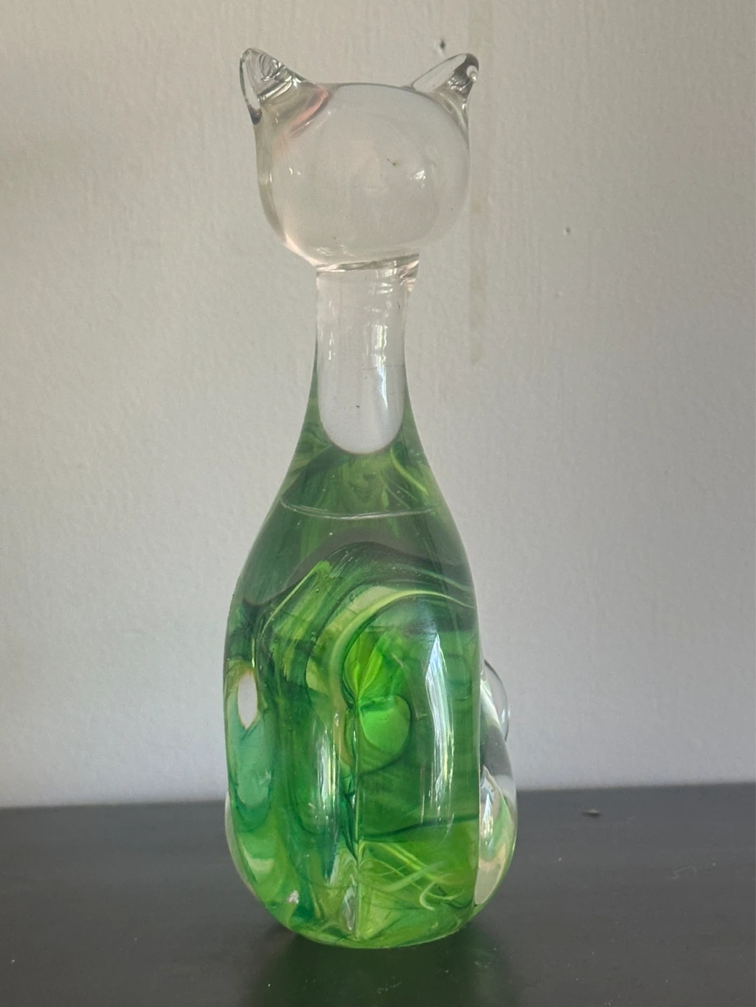 Mcm Ronneby or Murano Swedish Green  Art Glass Cat - photo 5