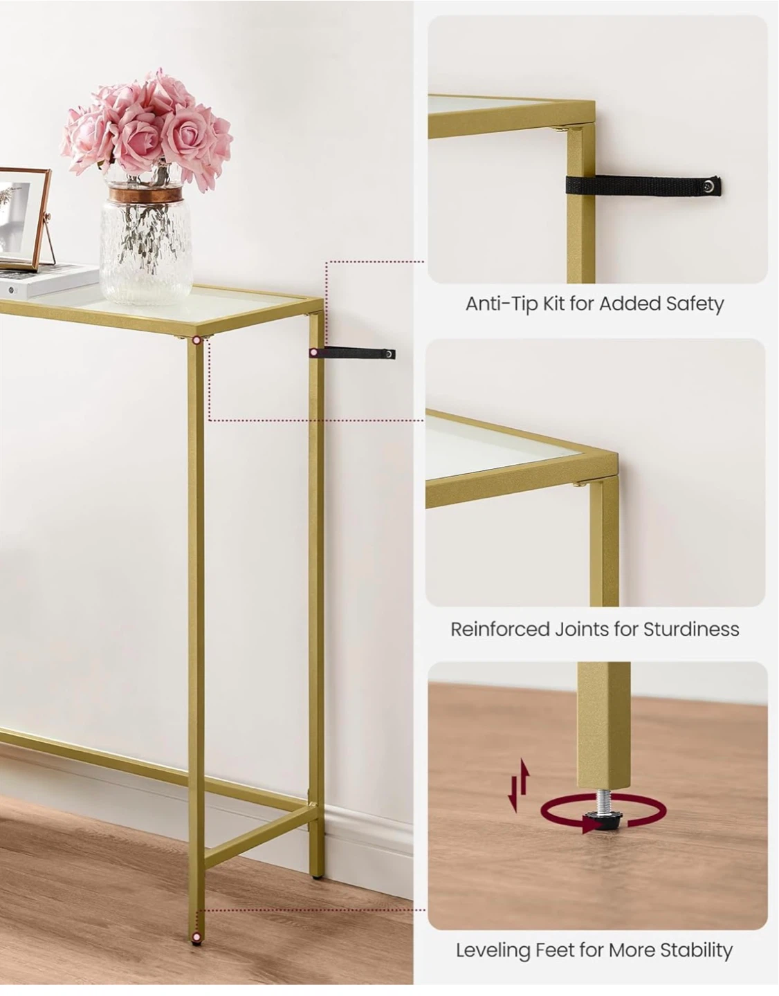 Brand new Console Table - Gold Metal and Glass - photo 3