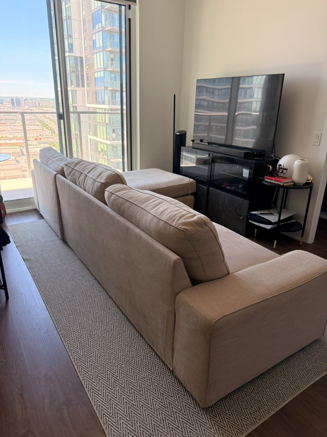 Beige Sectional Sofa with Chaise - photo 3