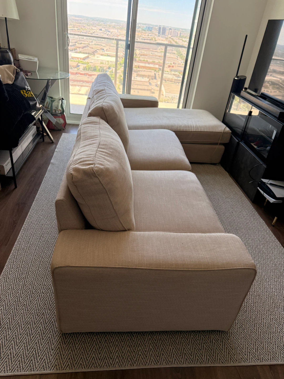Beige Sectional Sofa with Chaise - photo 2
