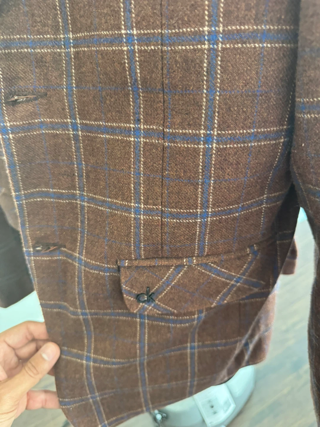 Calvin Klein Plaid Blazer - Brown - photo 3