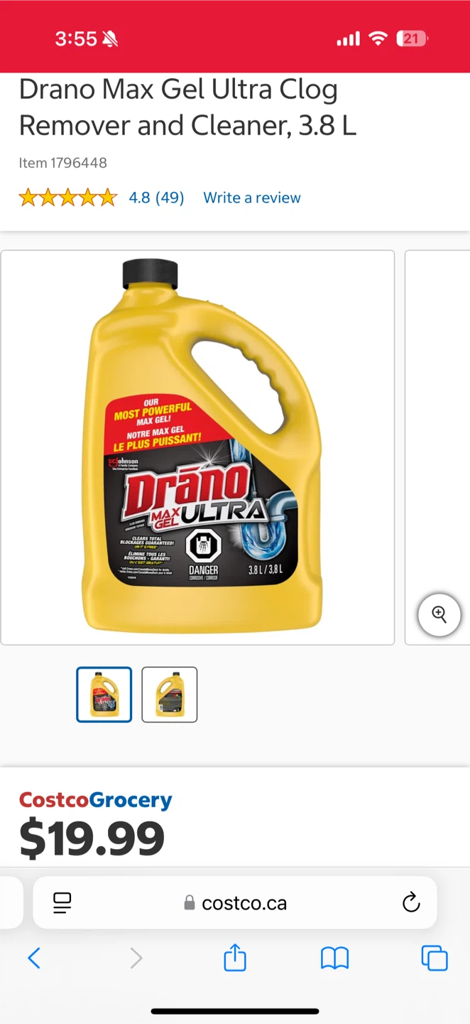 New Drano Max Gel Ultra Clog Remover and Cleaner, 3.8 L - photo 3