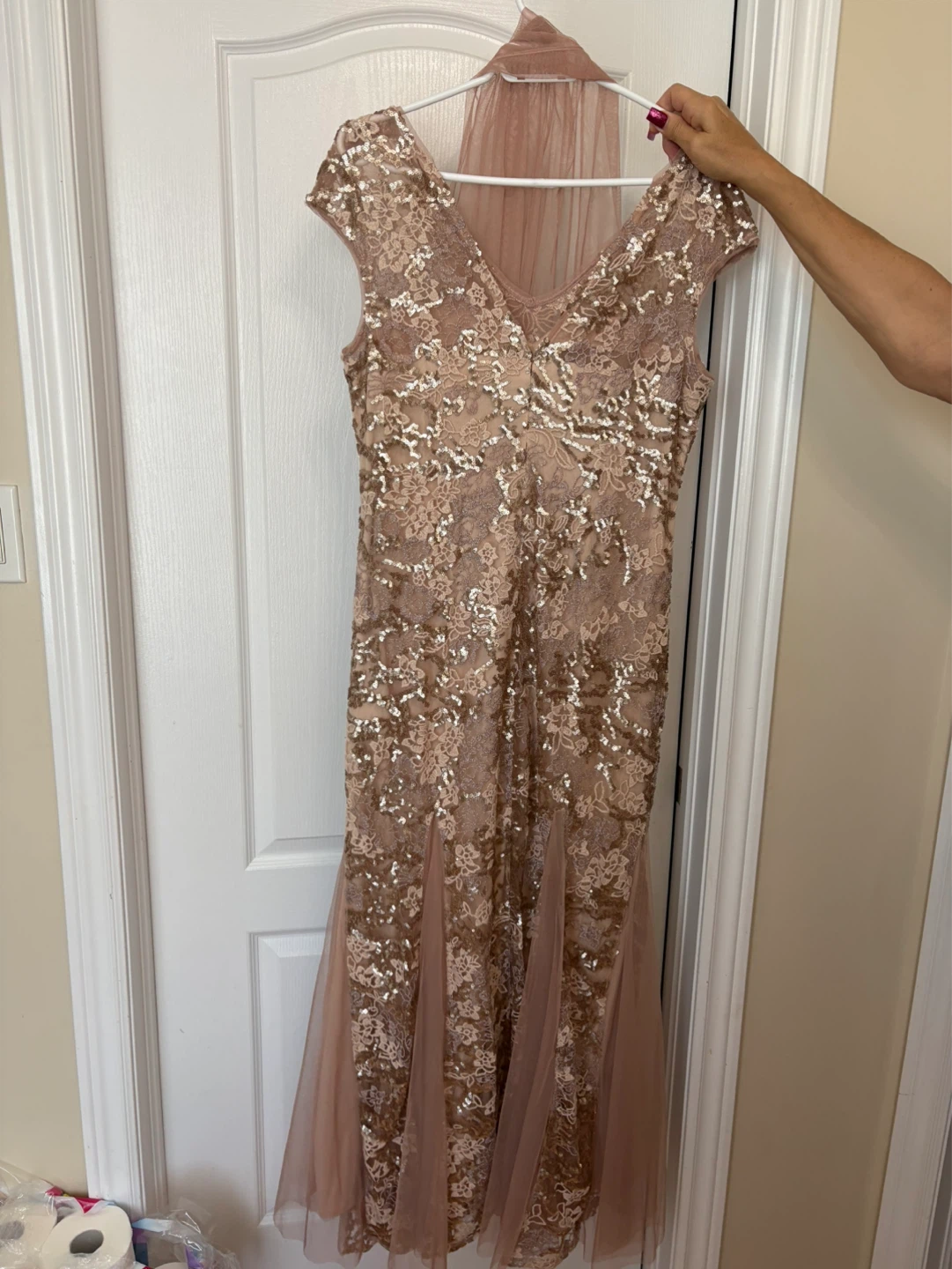 Rose gold colored sparkly gown - photo 2