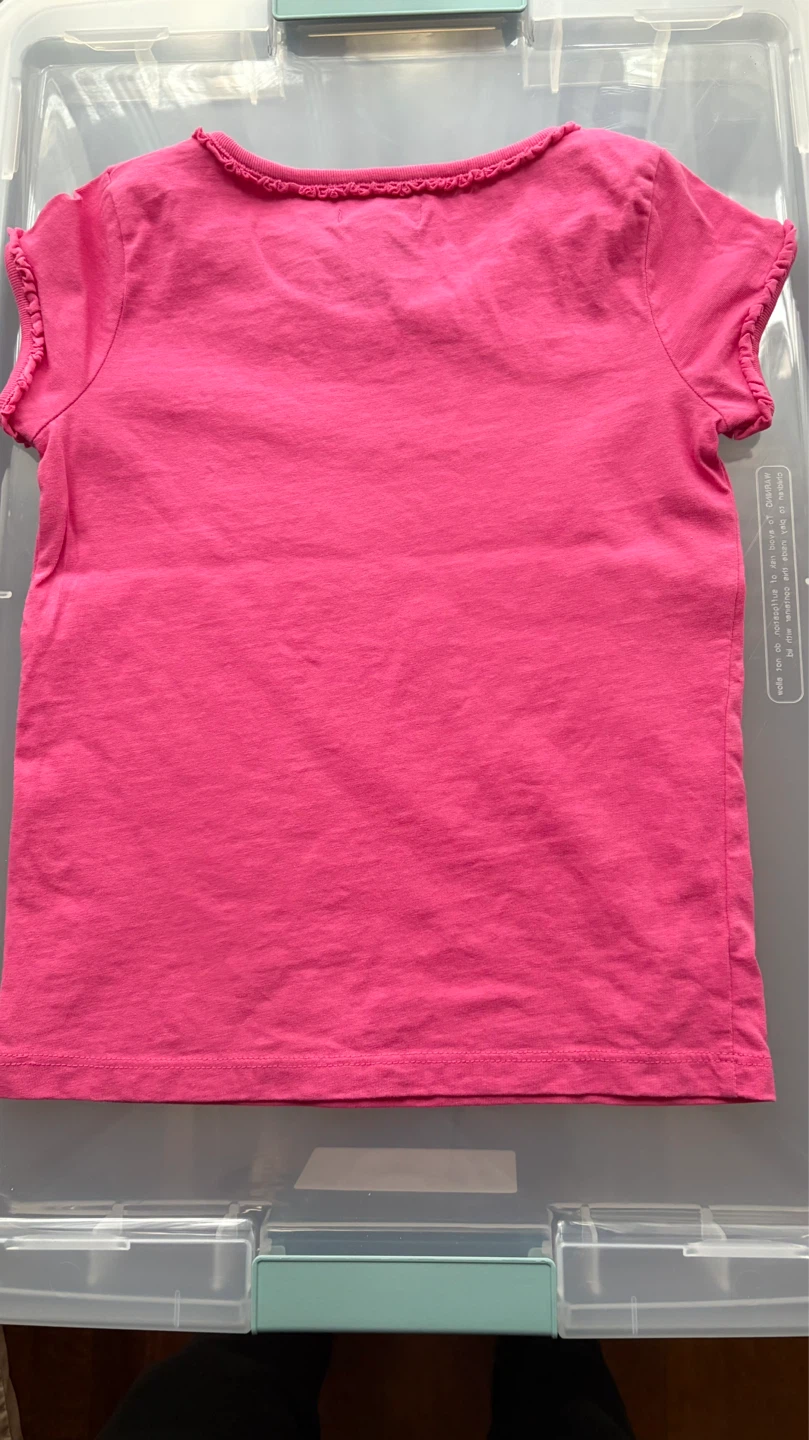Ralph Lauren Pink Cotton Ruffle Trim T-Shirt Size 4 - photo 4
