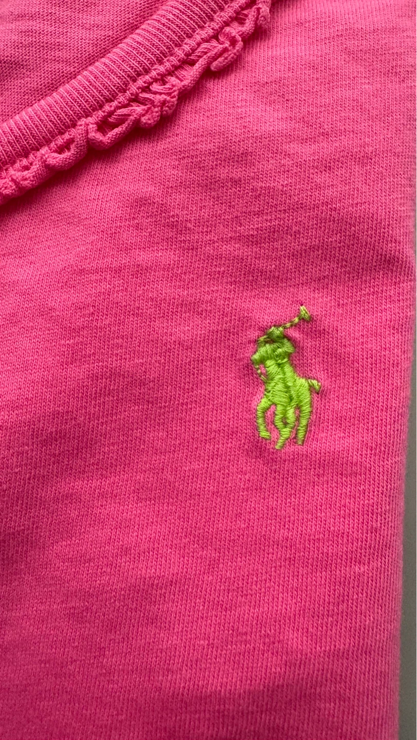 Ralph Lauren Pink Cotton Ruffle Trim T-Shirt Size 4