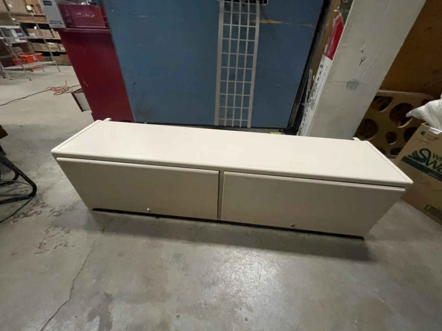 Cream Coloured Two-Door Storage Bench