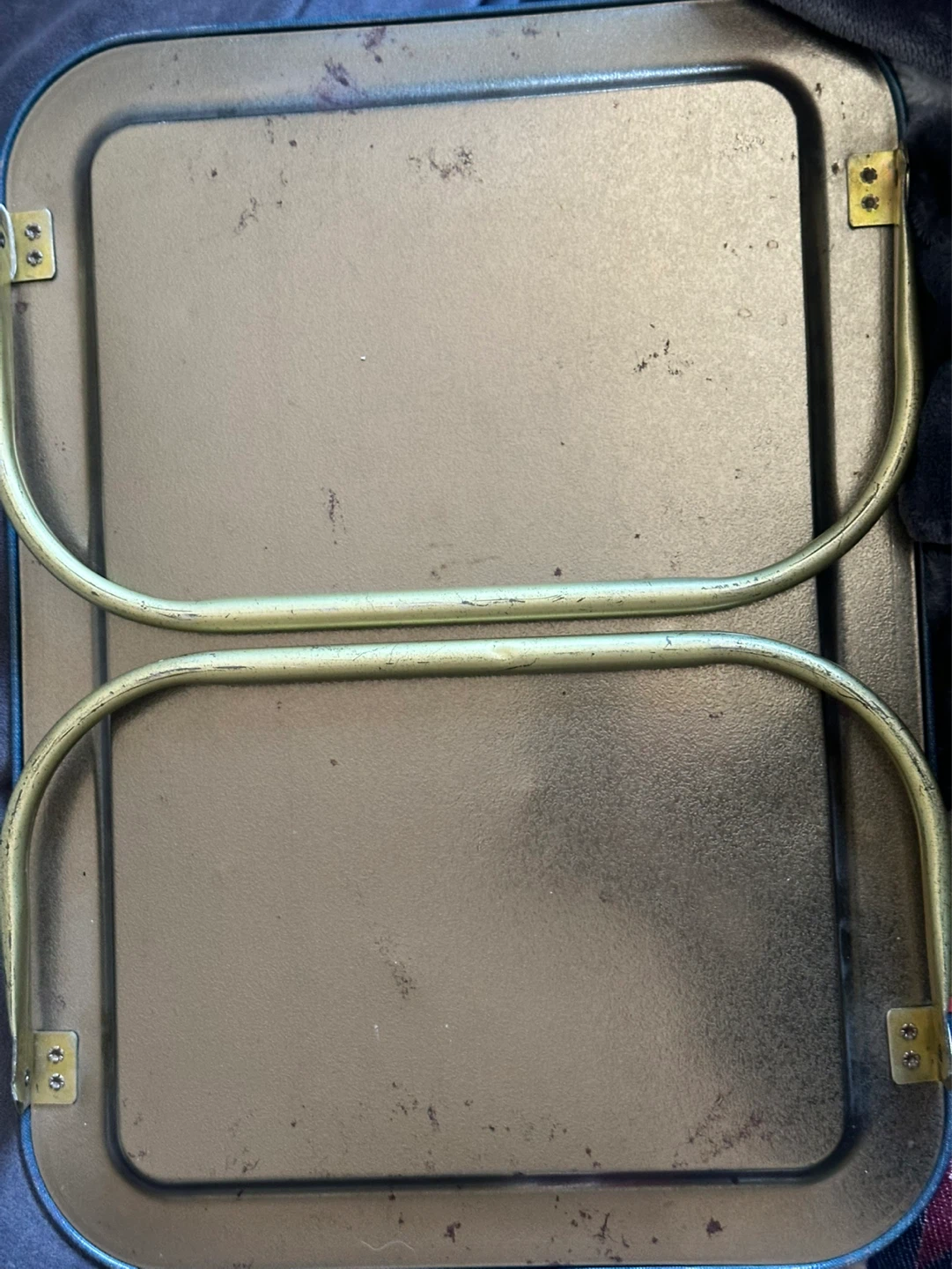 Vintage metal denim fold up tv lap tray - photo 3